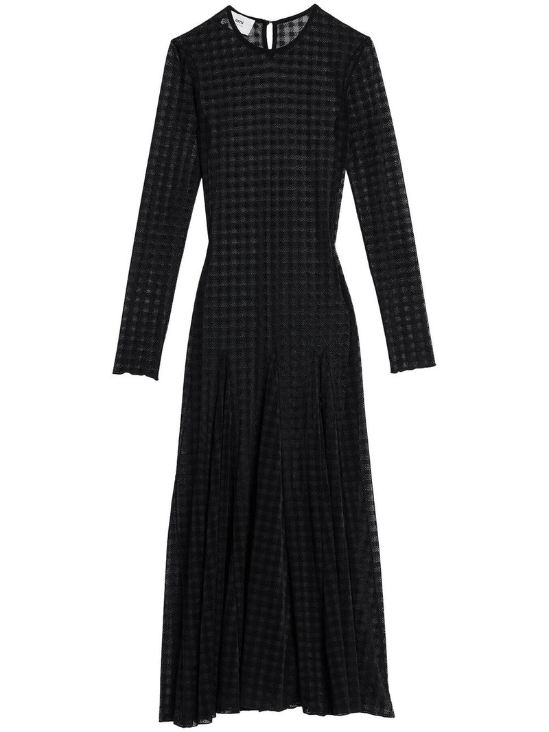 Gingham 패턴 레이스 드레스 1