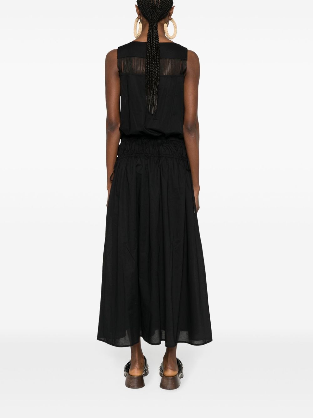 fringe-detail cotton midi dress - 4