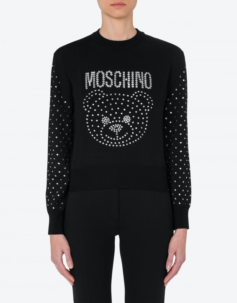 Moschino CRYSTAL TEDDY SHINY VISCOSE SWEATER outlook