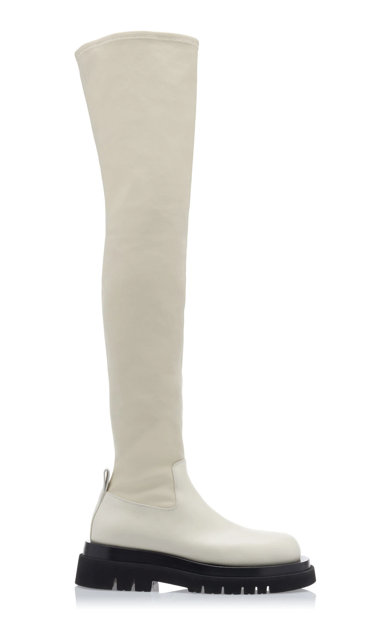 The Tire Over the Knee Leather Boots white - 1
