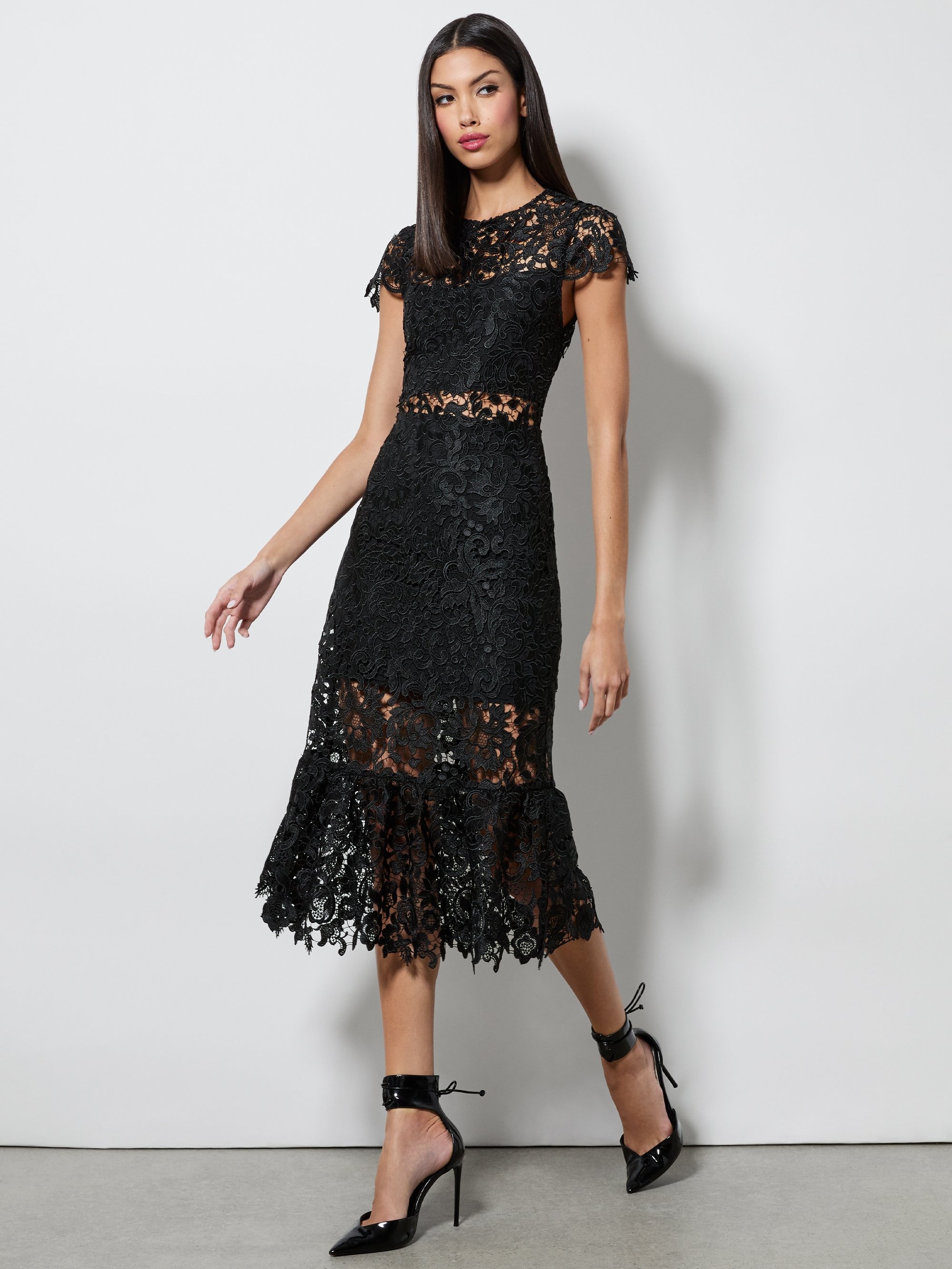 CLOVER OPEN BACK LACE MIDI DRESS - 5