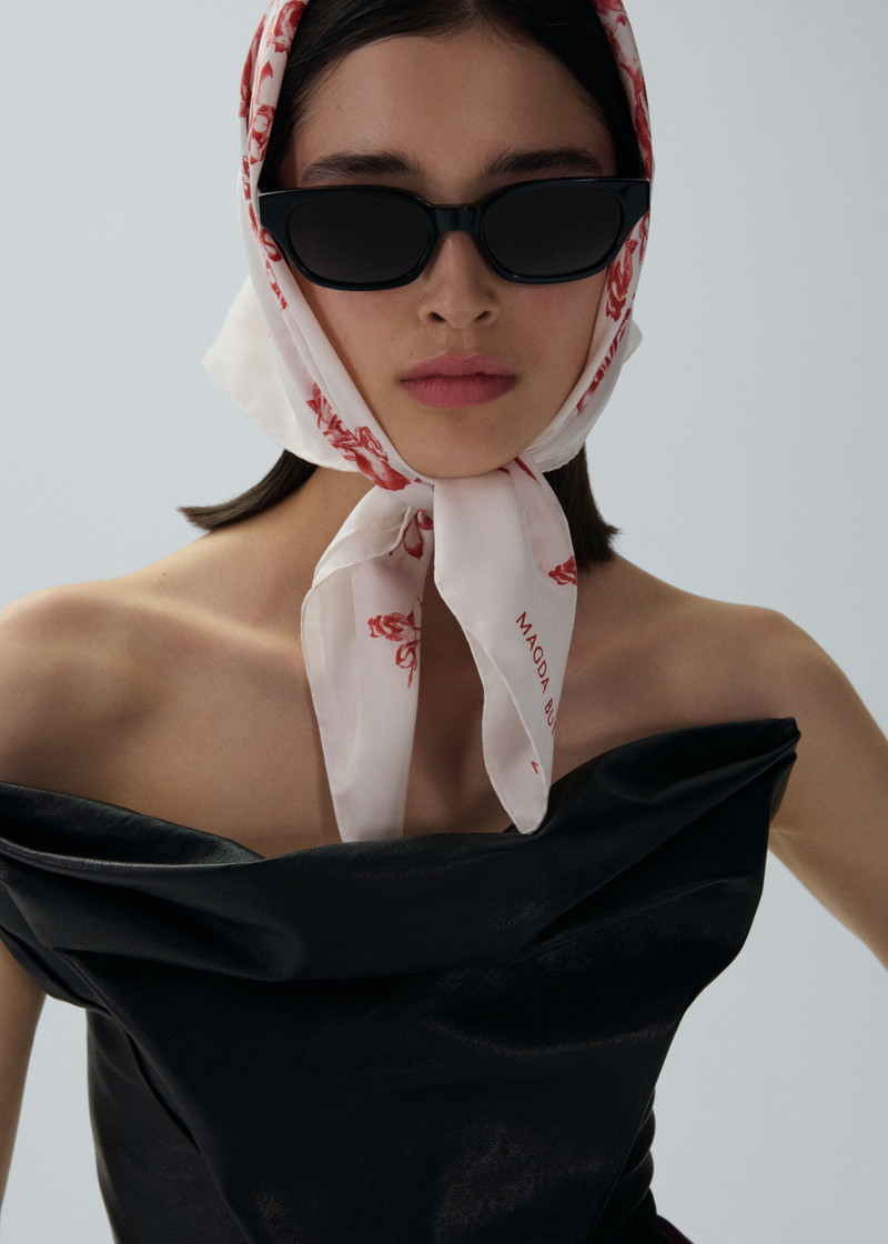 Draped strapless leather corset in black 5