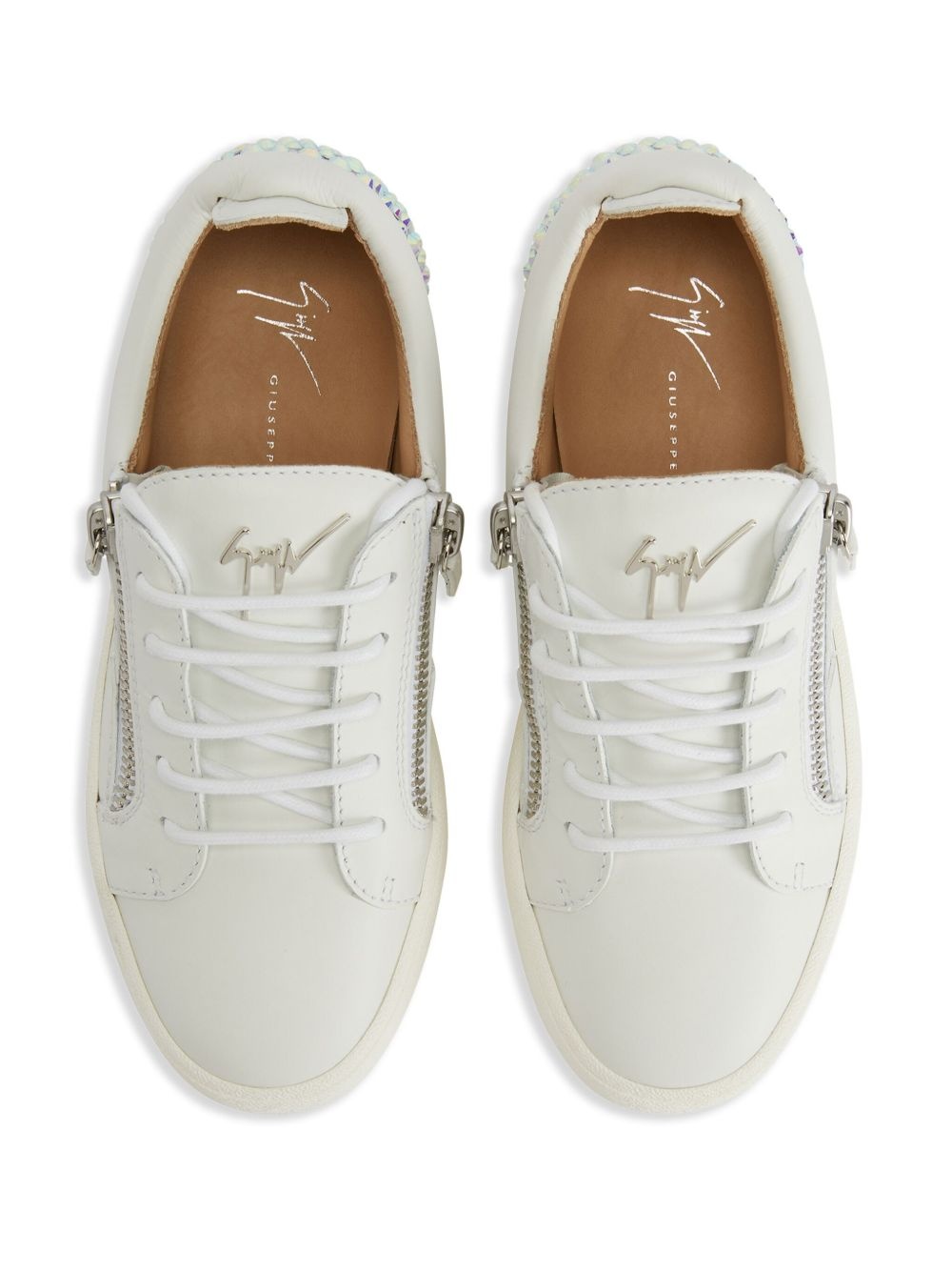 Gail rhinestone-embellished leather sneakers - 4
