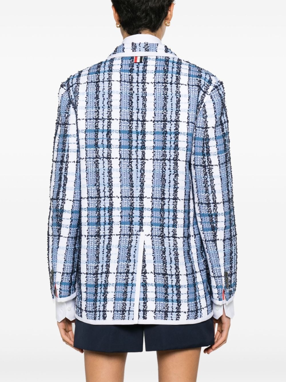 tartan-checked bouclÃ© blazer - 4