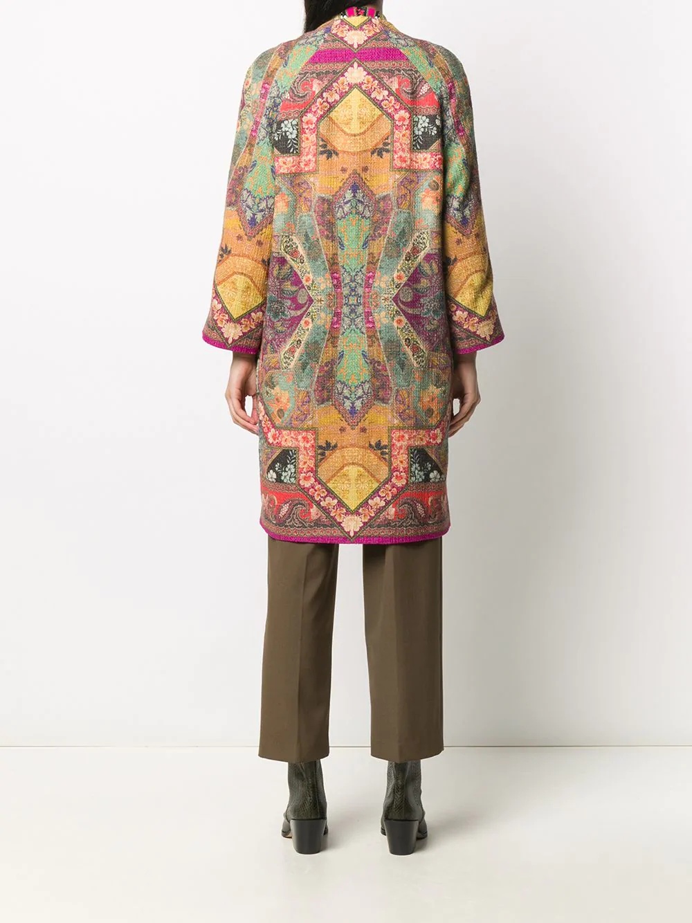 patchwork print tweed coat - 4