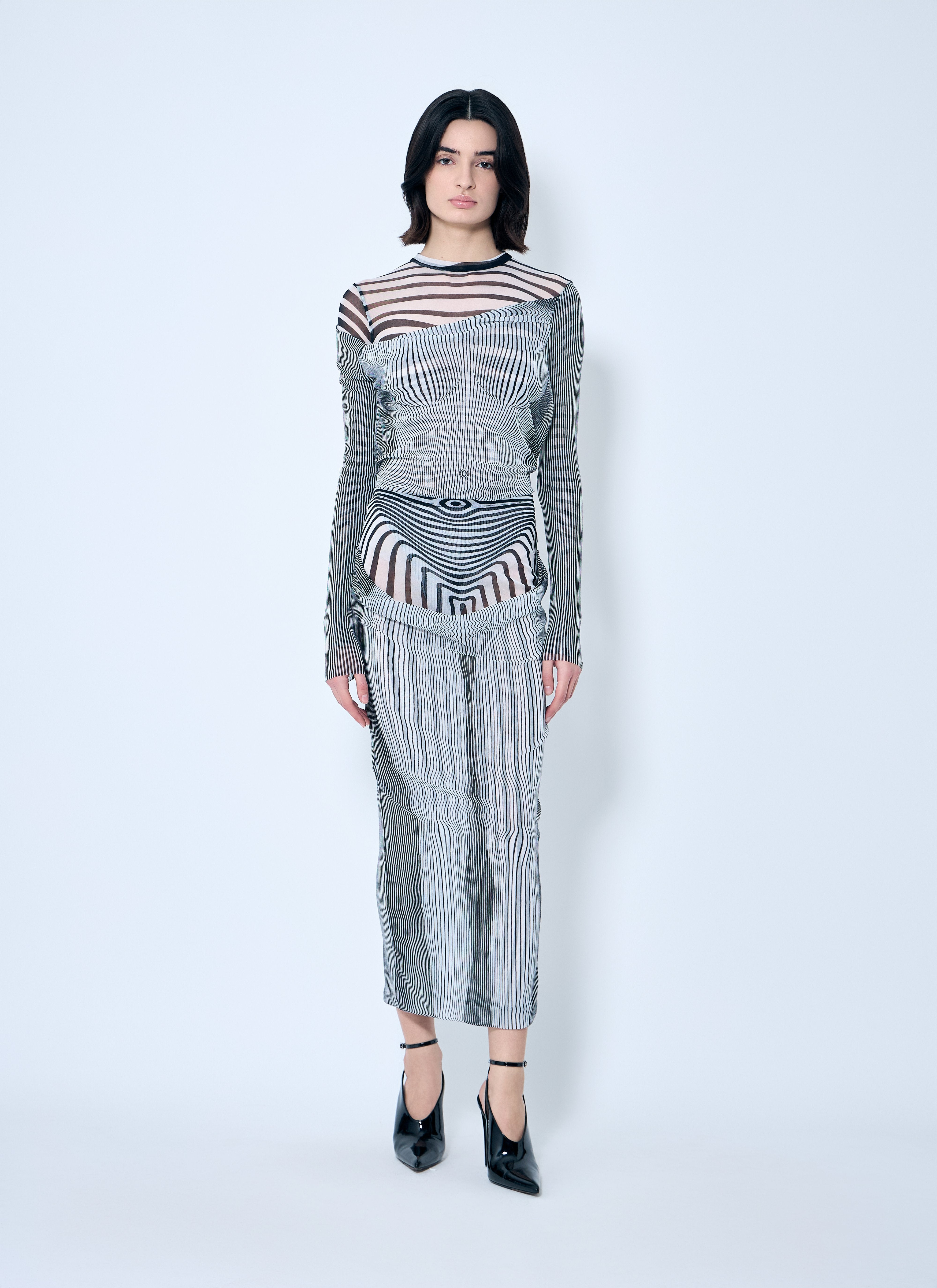 Jean Paul Gaultier Women Double-Layer Mesh Midi Skirt - 2