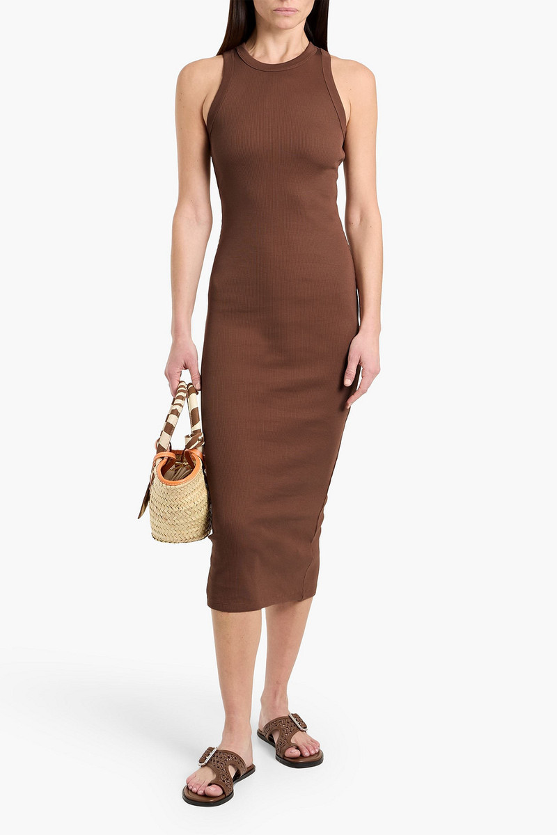 VERONICA BEARD Jordy ribbed Pima cotton-blend midi dress outlook