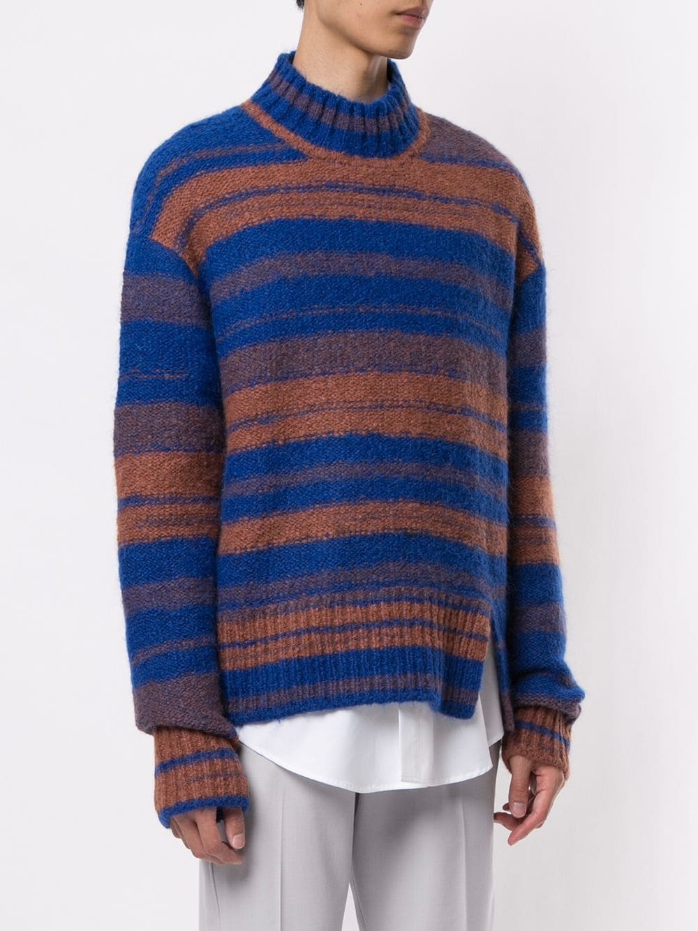 striped mock-neck sweater - 3