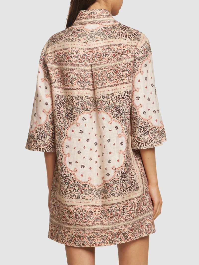 Tunic printed linen mini dress - 3