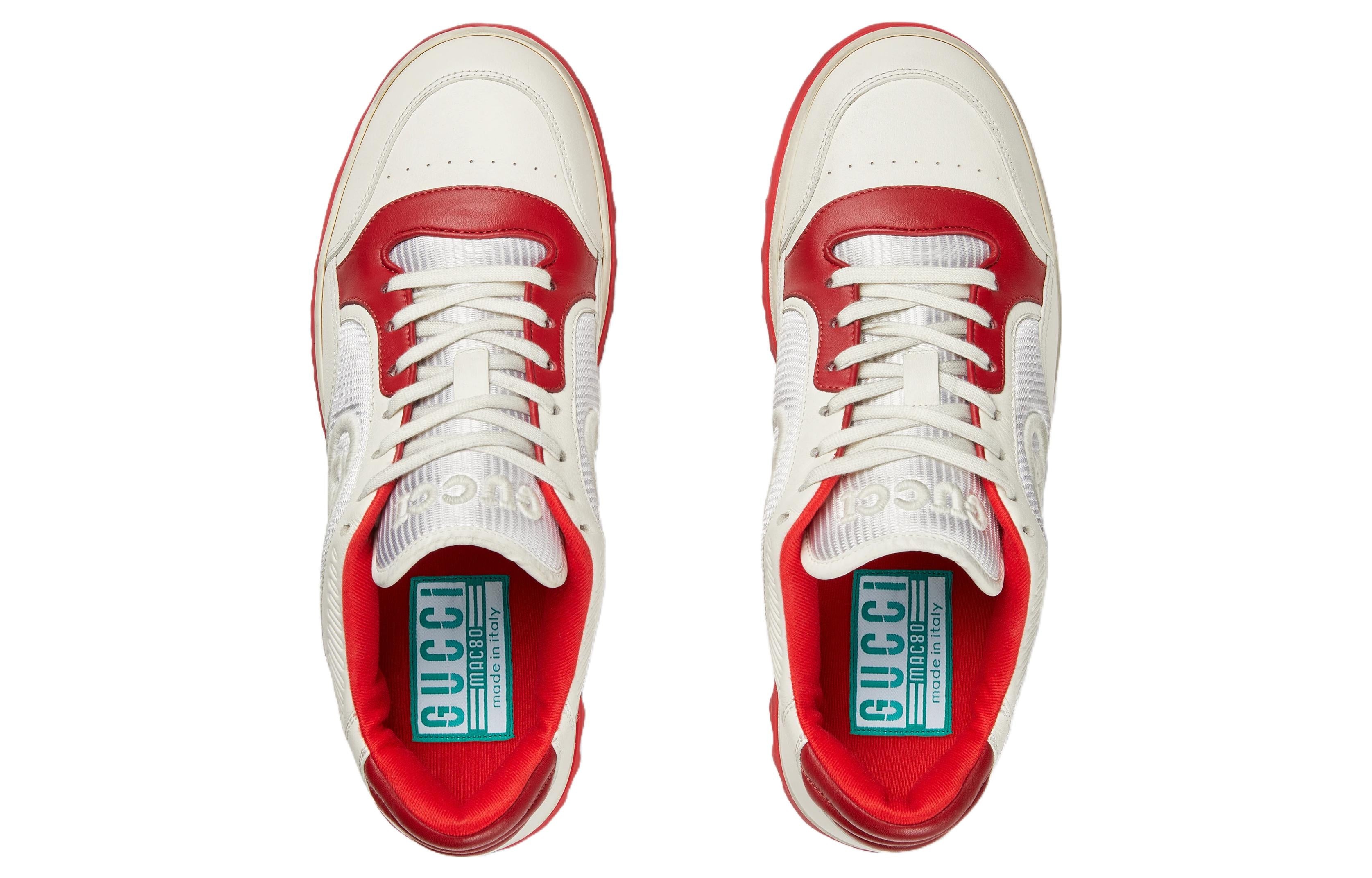 Gucci Mac80 Embroidered Sneakers 'White Red' 749896-AAB79-9150 - 3
