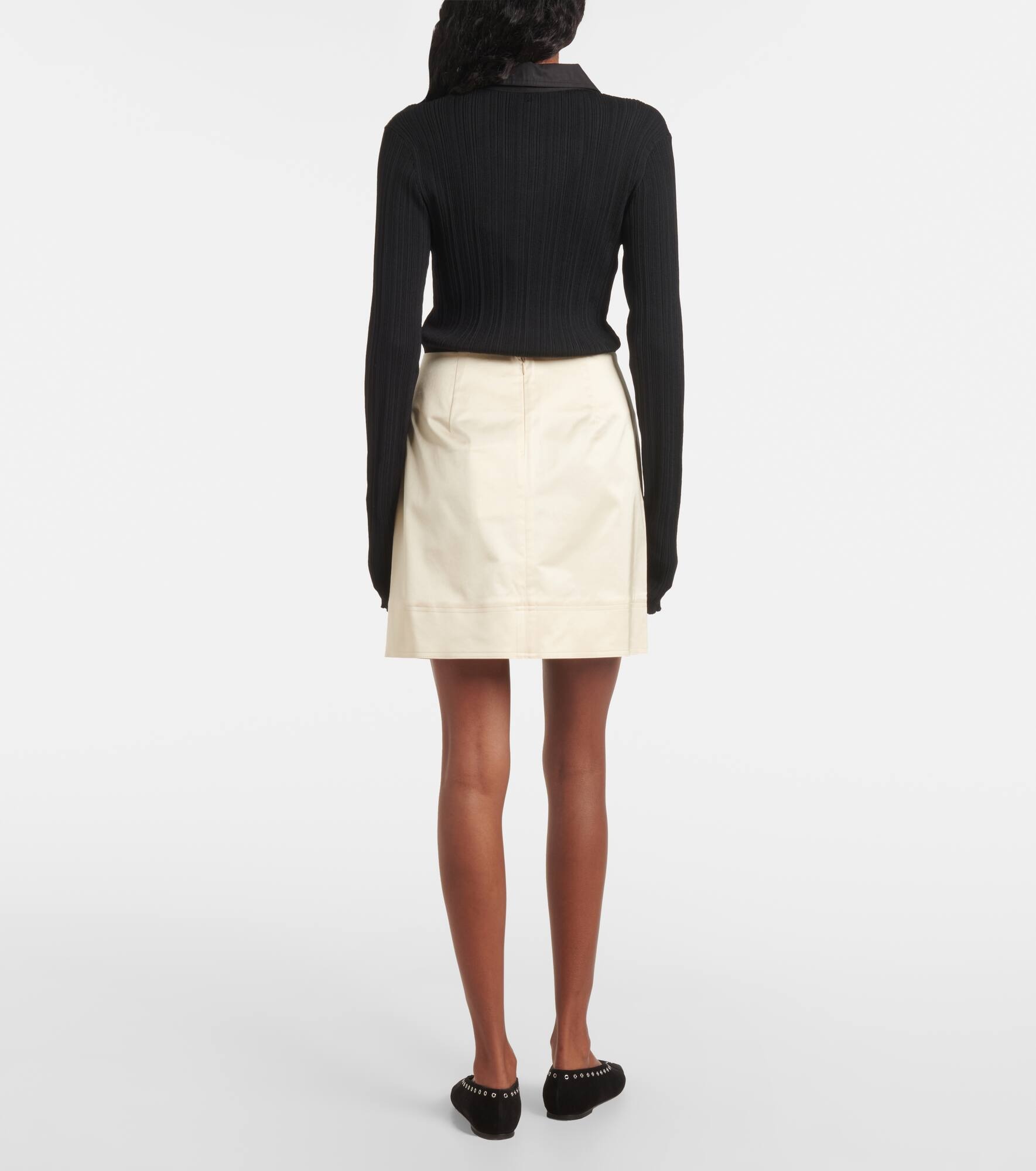 Cotton-blend crêpe miniskirt - 3