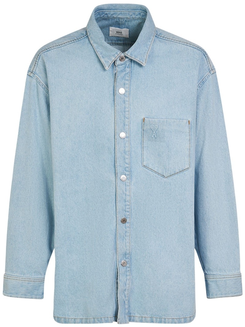 Oversized cotton denim overshirt - 1