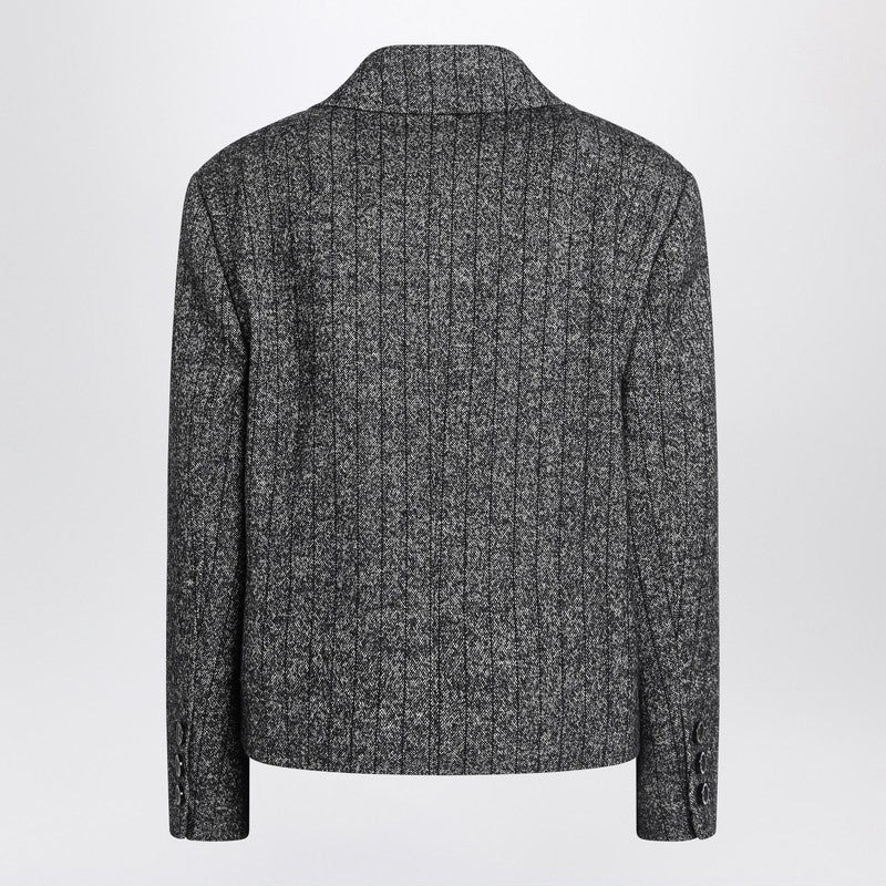Dolce&Gabbana Dark Grey Short Oversized Striped Jacket Women - 2