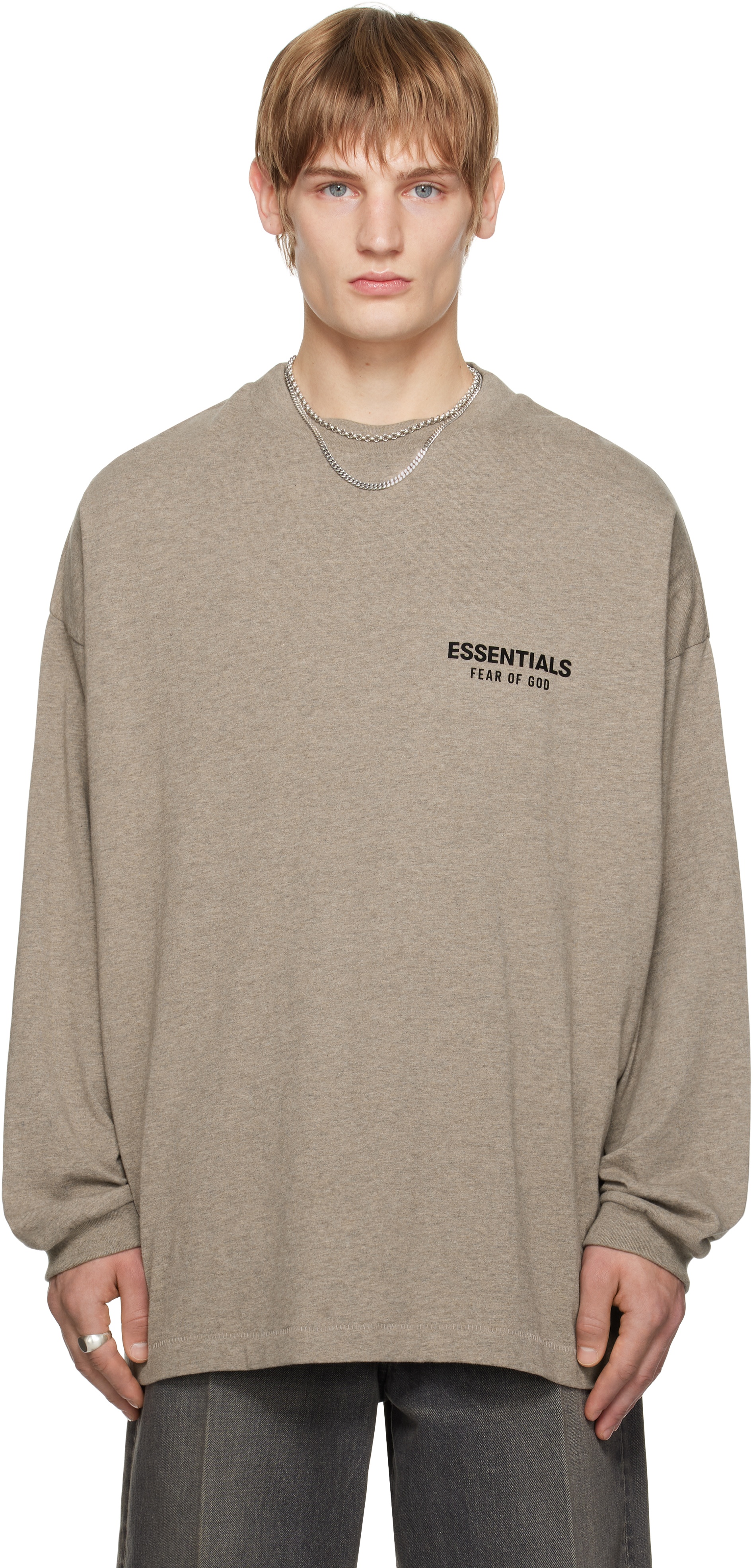 ESSENTIALS Gray Jersey Long Sleeve T-shirt | ssense | REVERSIBLE