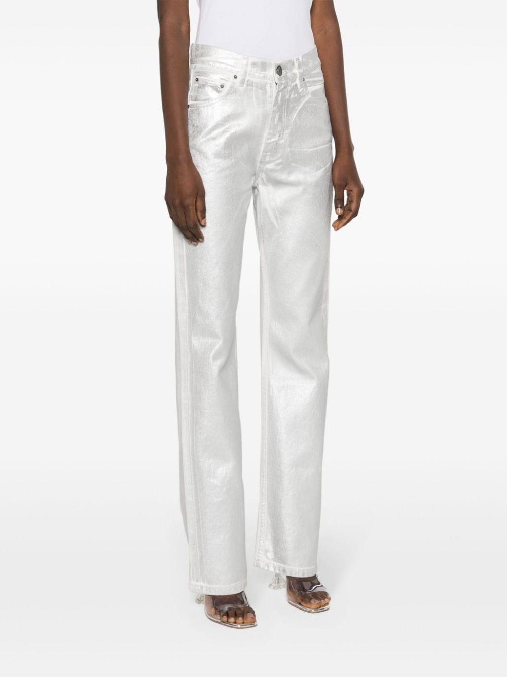 metallic straight-leg jeans - 3