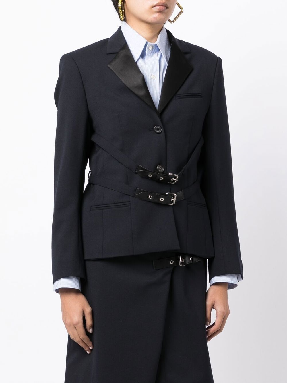 buckled-waistband detail blazer - 3