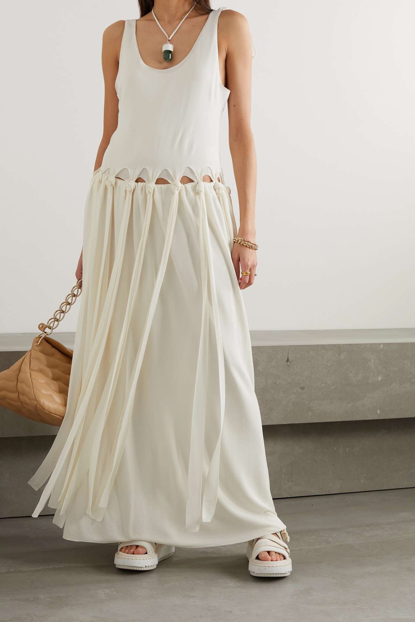 Knotted cutout crepe maxi dress - 2