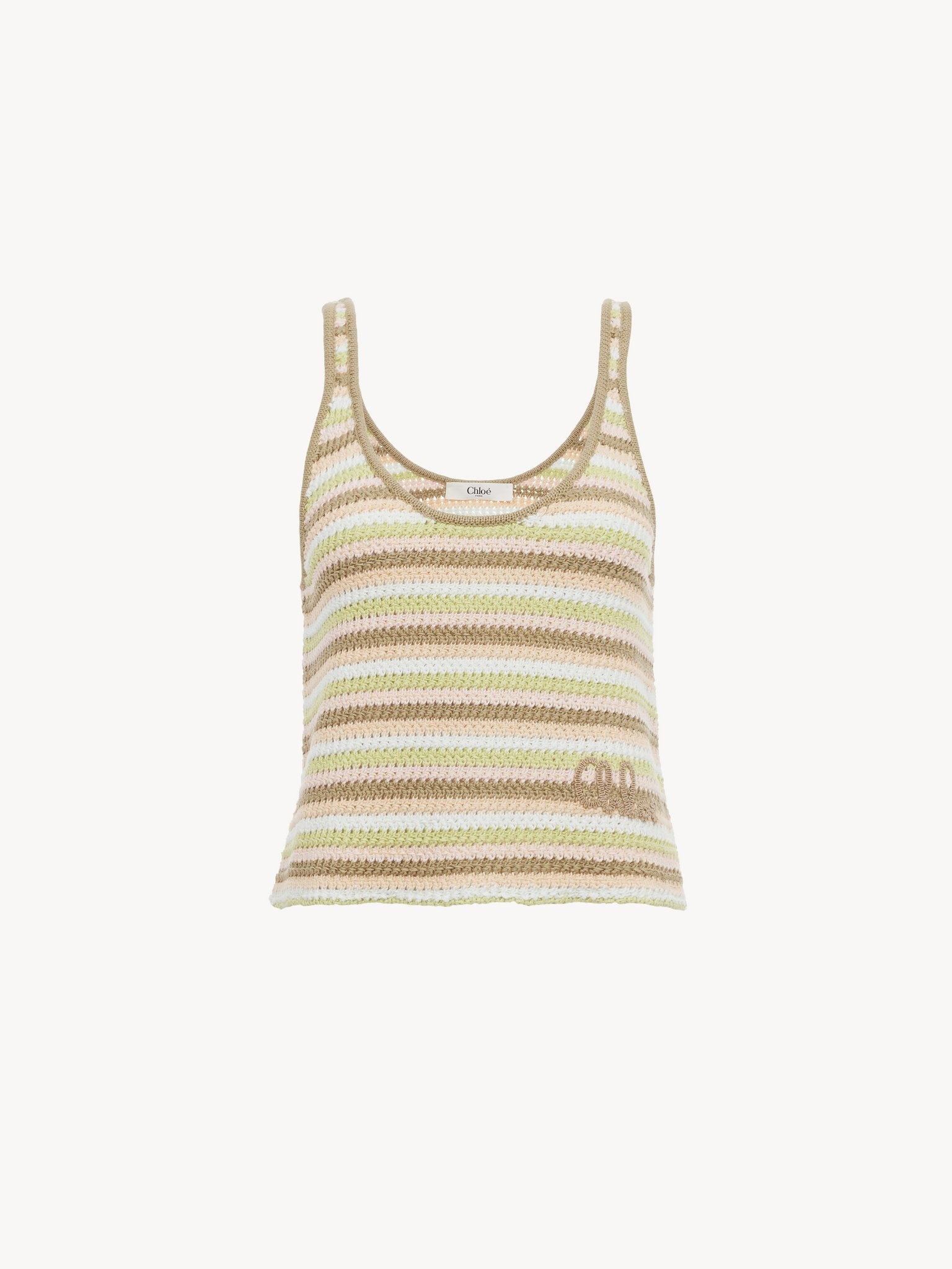 CROPPED LOGO TANK TOP IN A COTTON CROCHET KNIT - 2