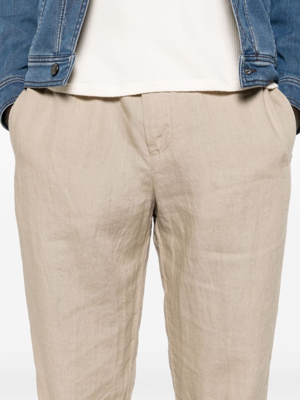 mid-rise tapered linen trousers - 5