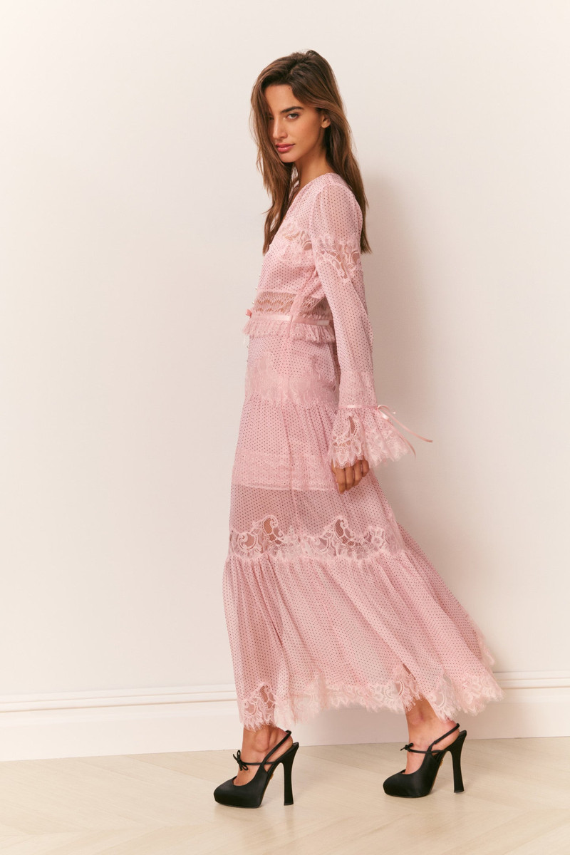 Marinetta Polka Dot Lace-Trim Maxi Dress 5