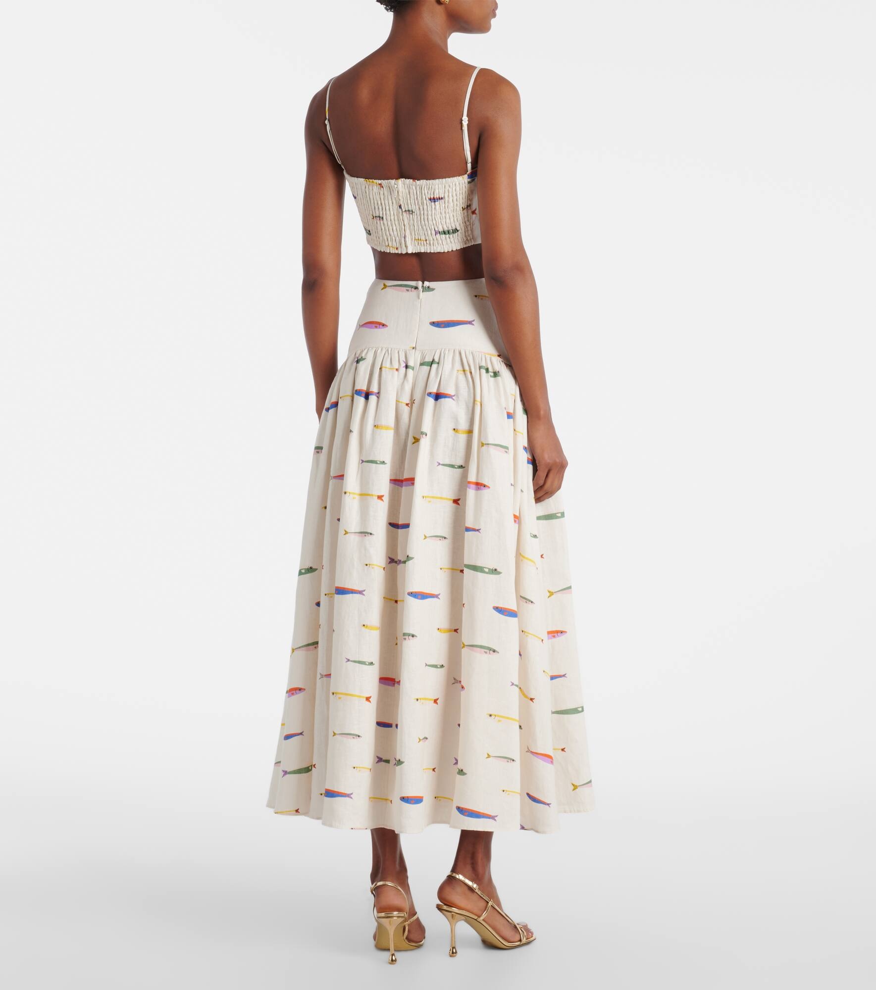 Federico printed linen crop top - 3