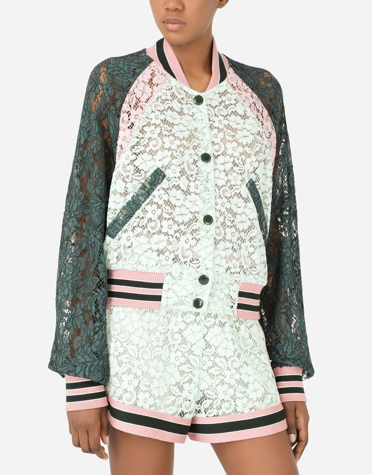 Lace bomber jacket with contrasting trims - 4