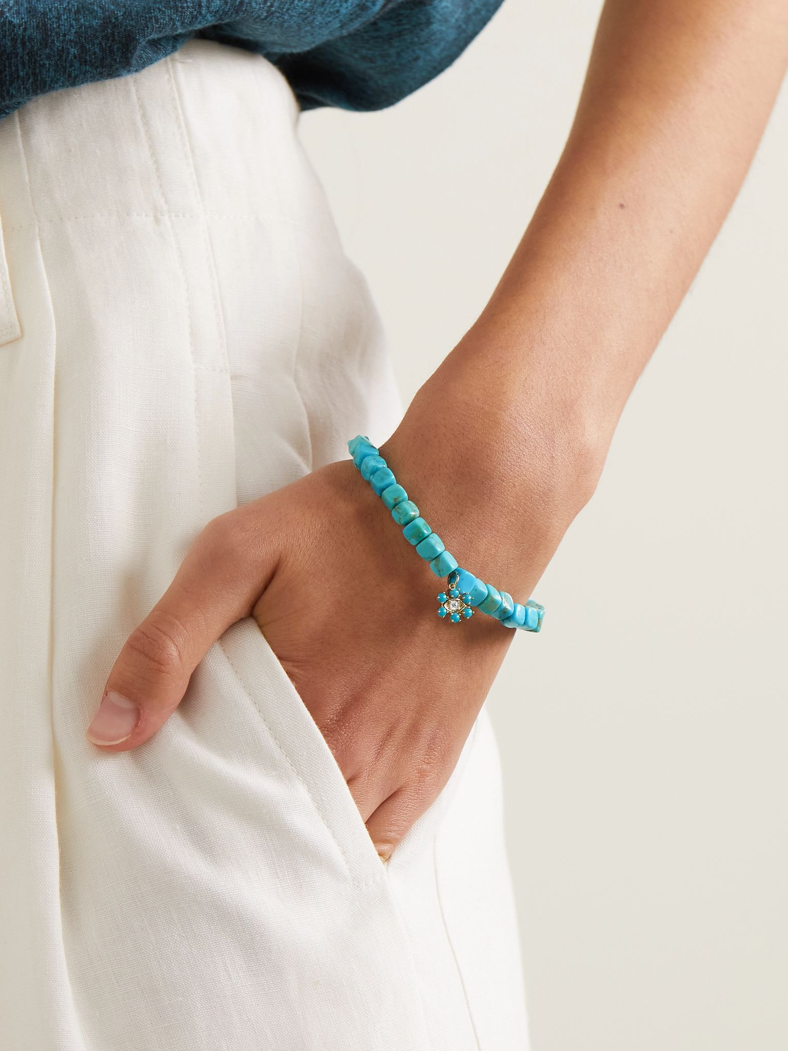 Eye 14-karat gold turquoise bracelet Sky blue - 2