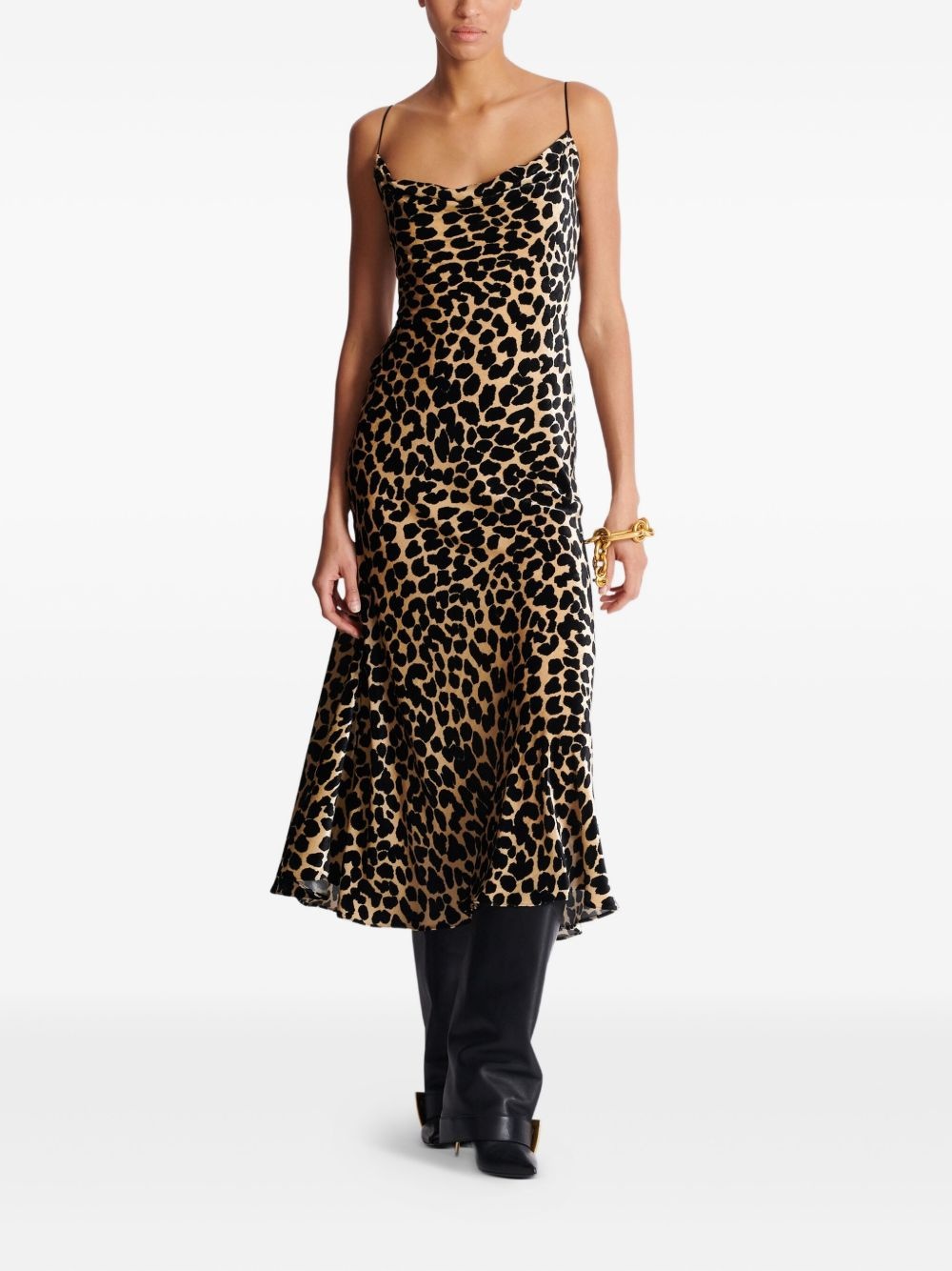leopard-print velvet dress - 2