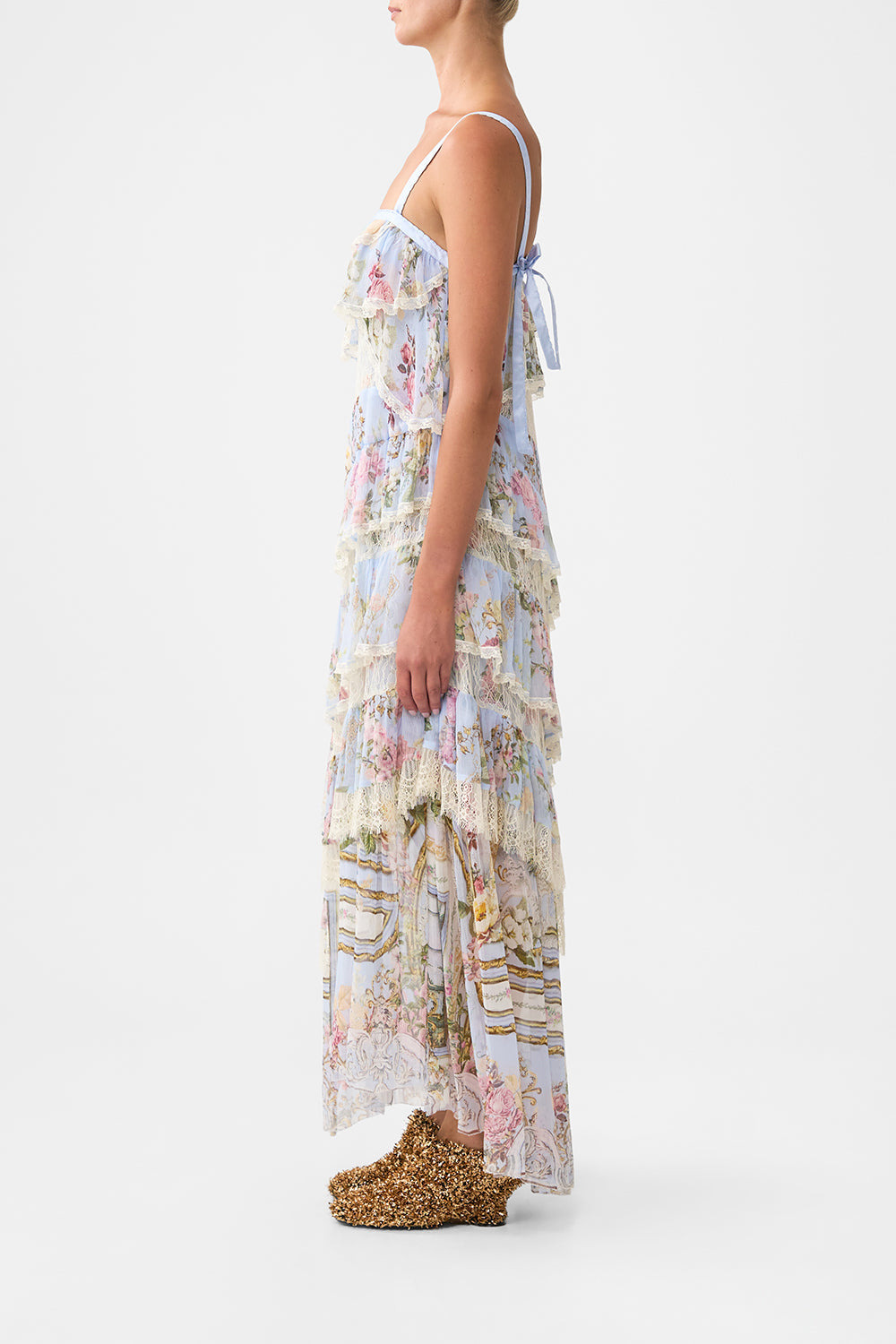 ASYMMETRIC SPLICED LACE DRESS - 4