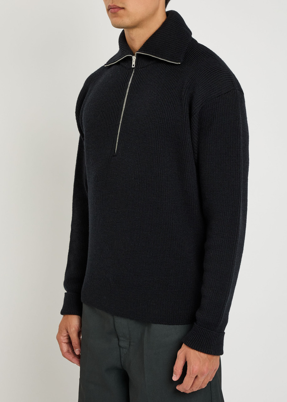 Lemaire Half Zip Ribbed Wool Jumper - 2