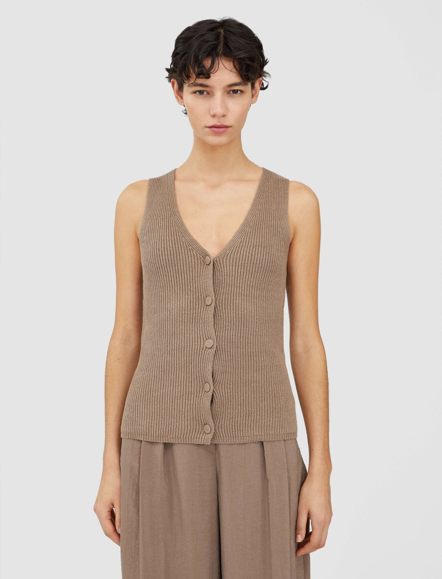 Linen Cotton Knitted Vest - 3