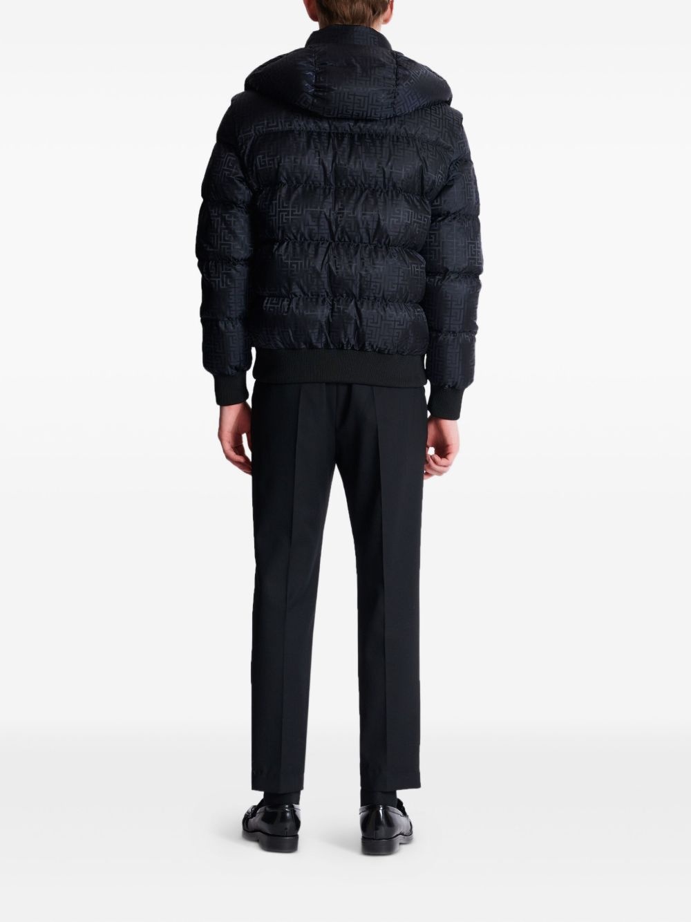 monogram-jacquard padded jacket - 4