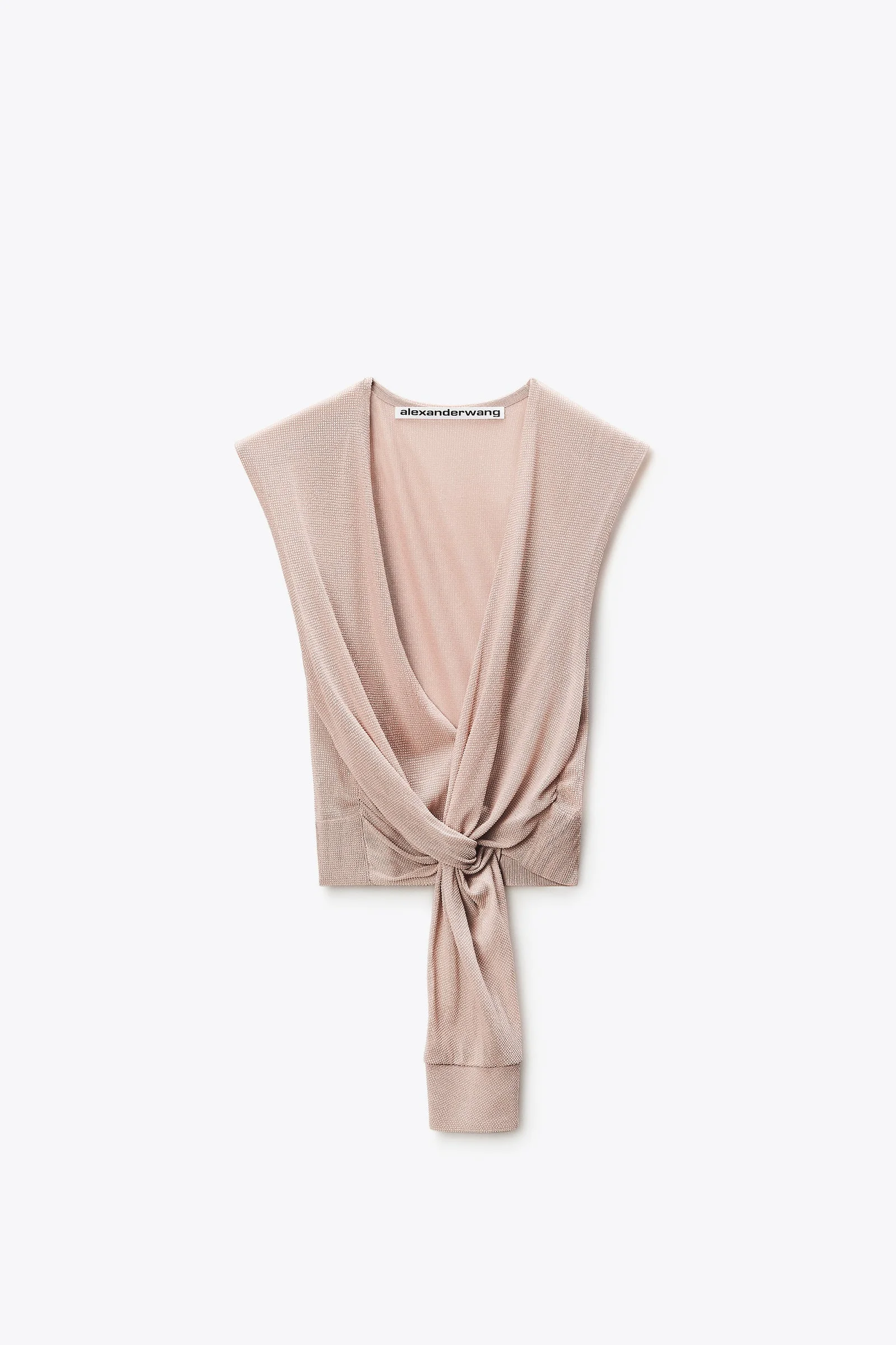 crystal hotfix deep v-neck knotted tank - 1
