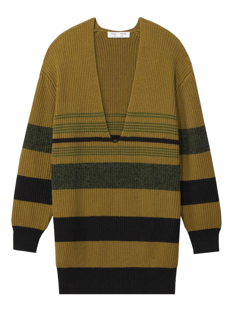 horizontal-stripe V-neck jumper 1