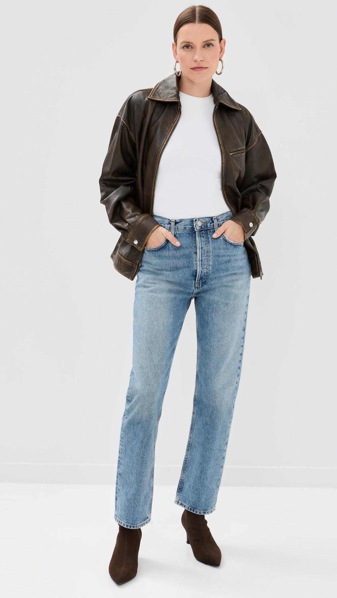 90's Pinch Waist High Rise Straight Jeans - 4