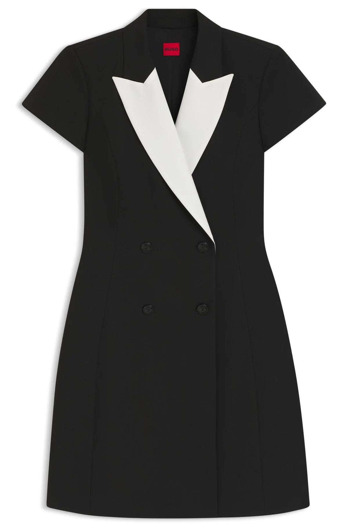 BLAZER-STYLE DRESS WITH CONTRAST LAPELS - 1