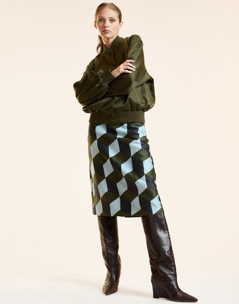 Art Deco Silk Wool Midi Skirt 4
