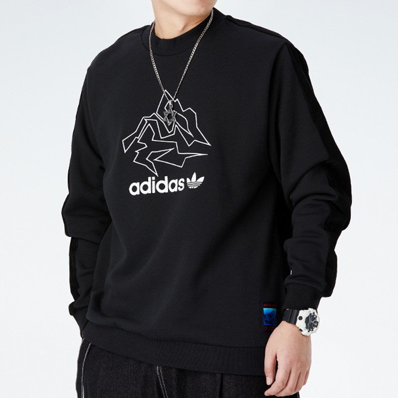 adidas originals Adv Crew logo Printing Casual Round Neck Pullover Sports Black GV0925 - 5