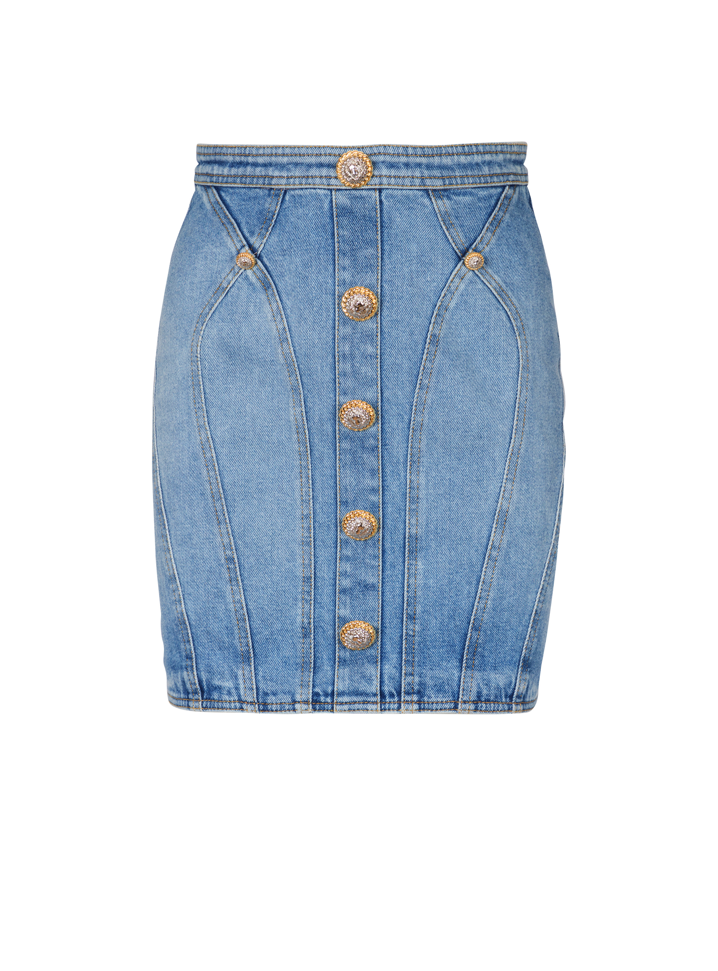 Buttoned denim skirt - 1