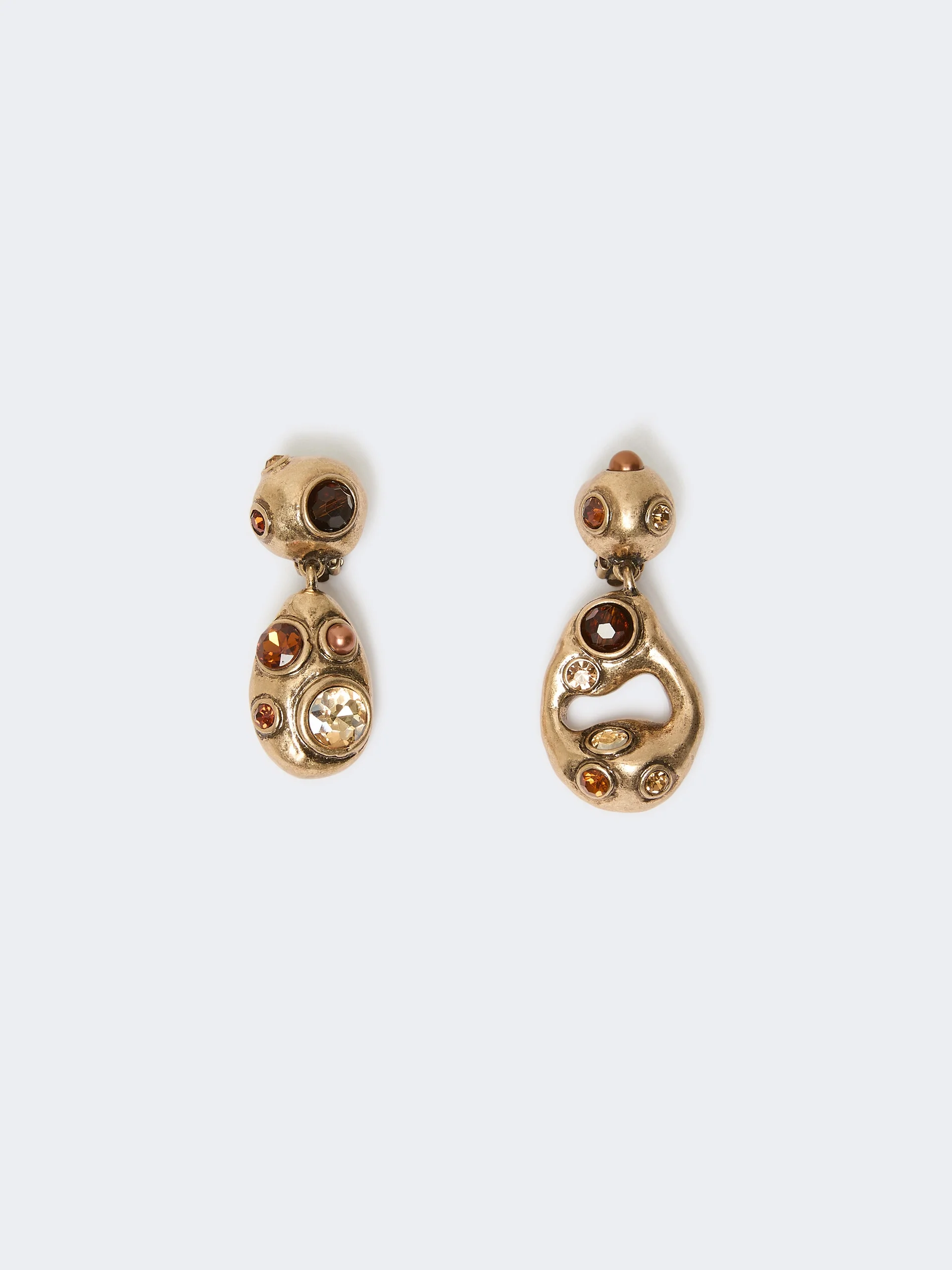 EDITTI Bead and rhinestone pendant earrings - GOLD - 1