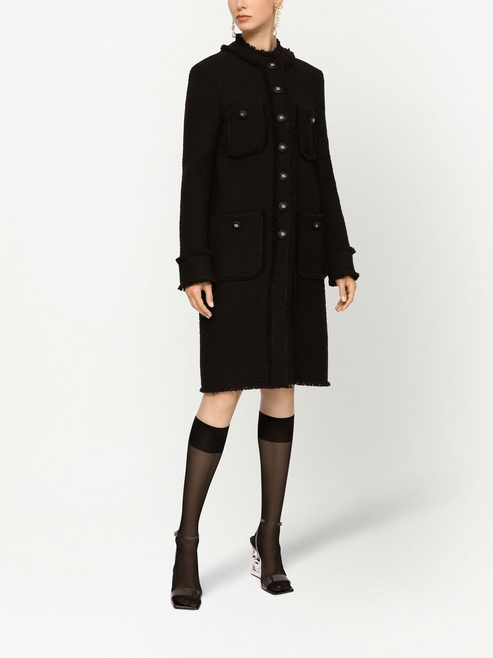 tweed buttoned coat - 2