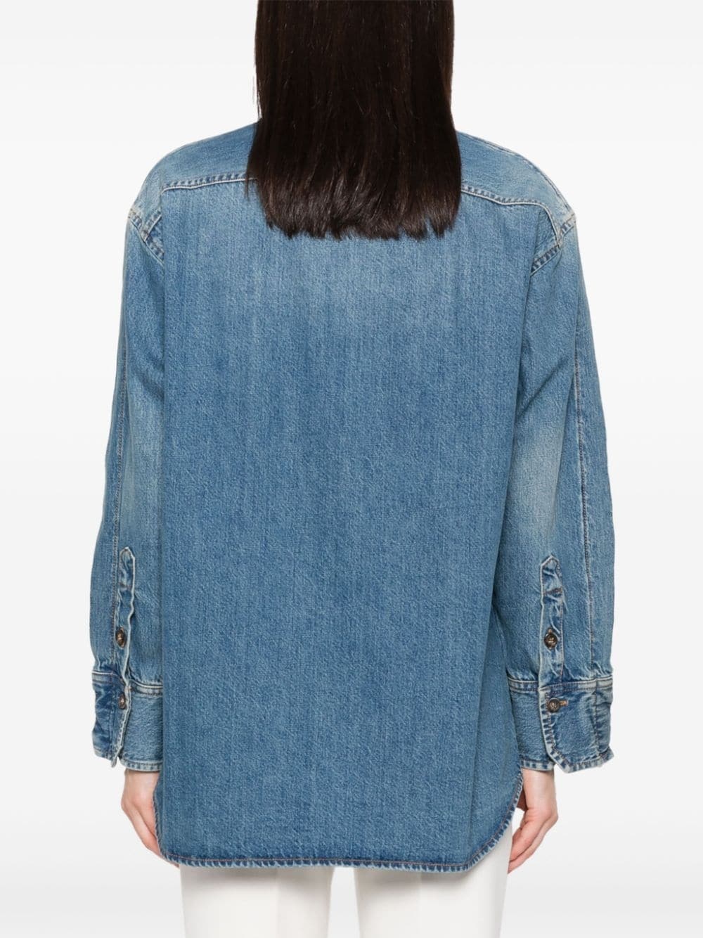 pleated denim shirt - 4