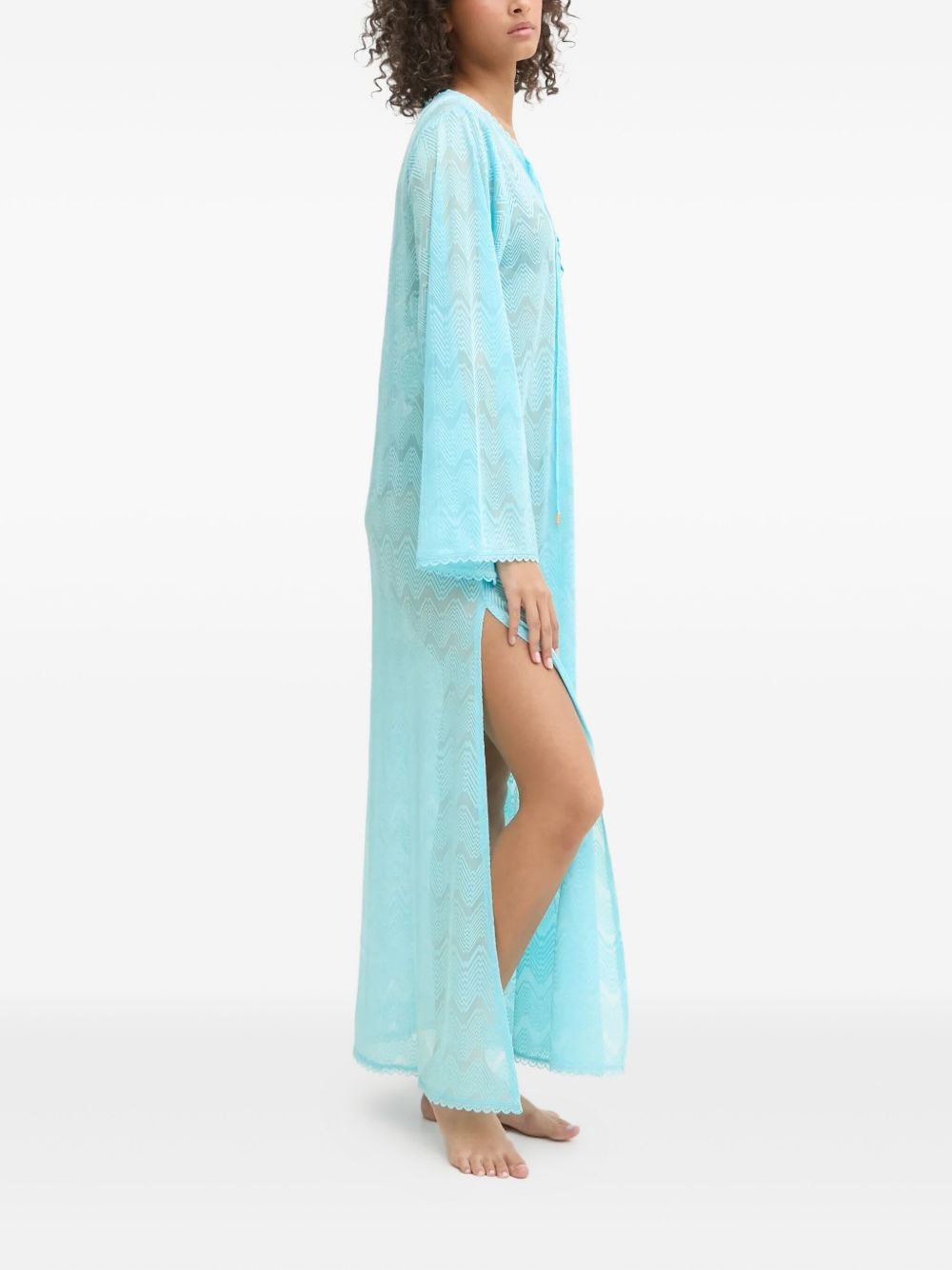lace-up chevron beach dress - 2