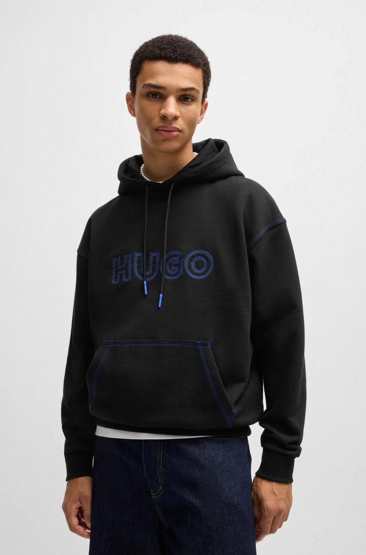 COTTON-TERRY LOOSE-FIT HOODIE WITH STITCHED LOGO - 2