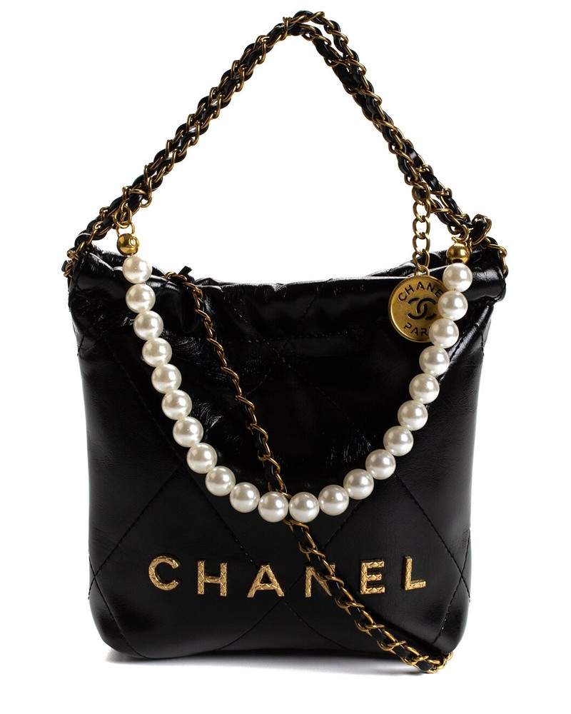 Chanel Black Quilted Mini 22 Hobo Handbag (Authentic Pre-Loved) 1