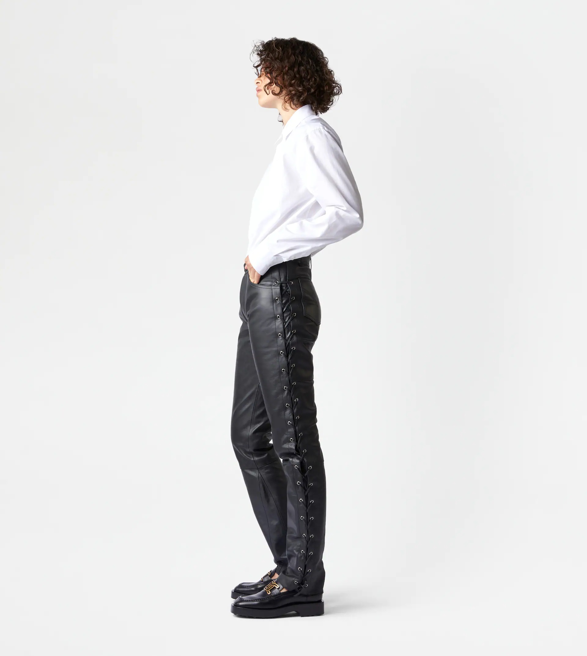 TOD'S TROUSERS IN LEATHER - BLACK - 4