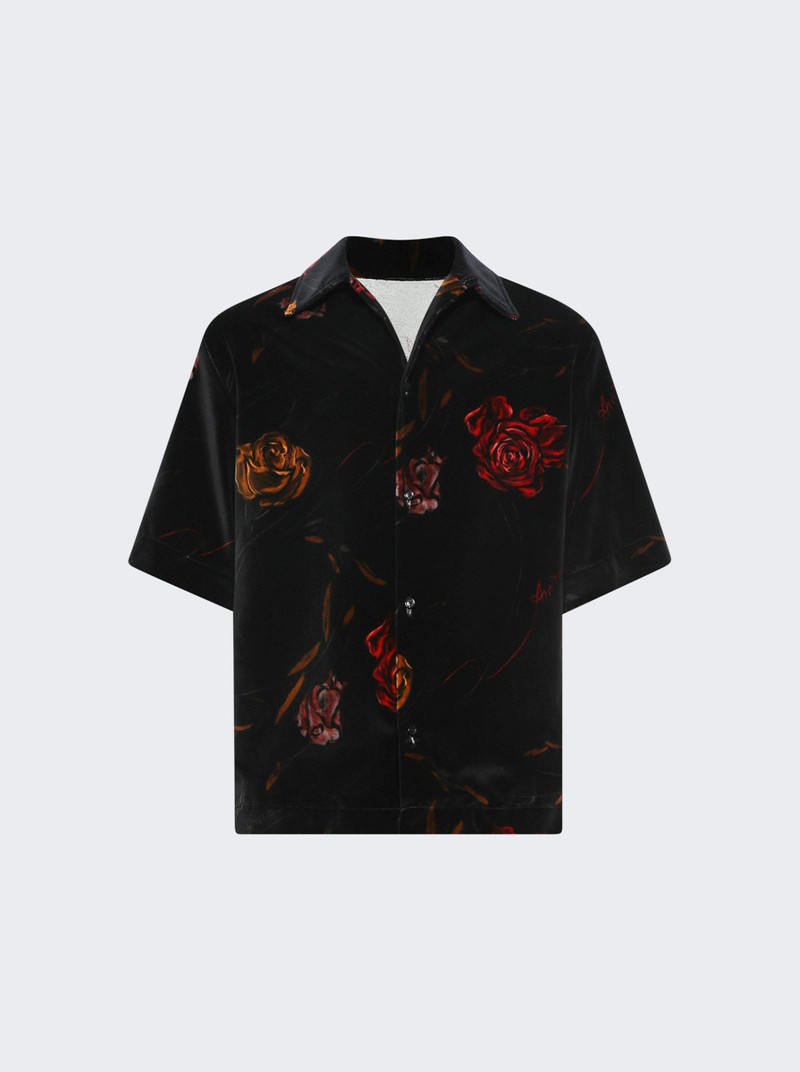 Floral Velvet Camp Shirt Black 1