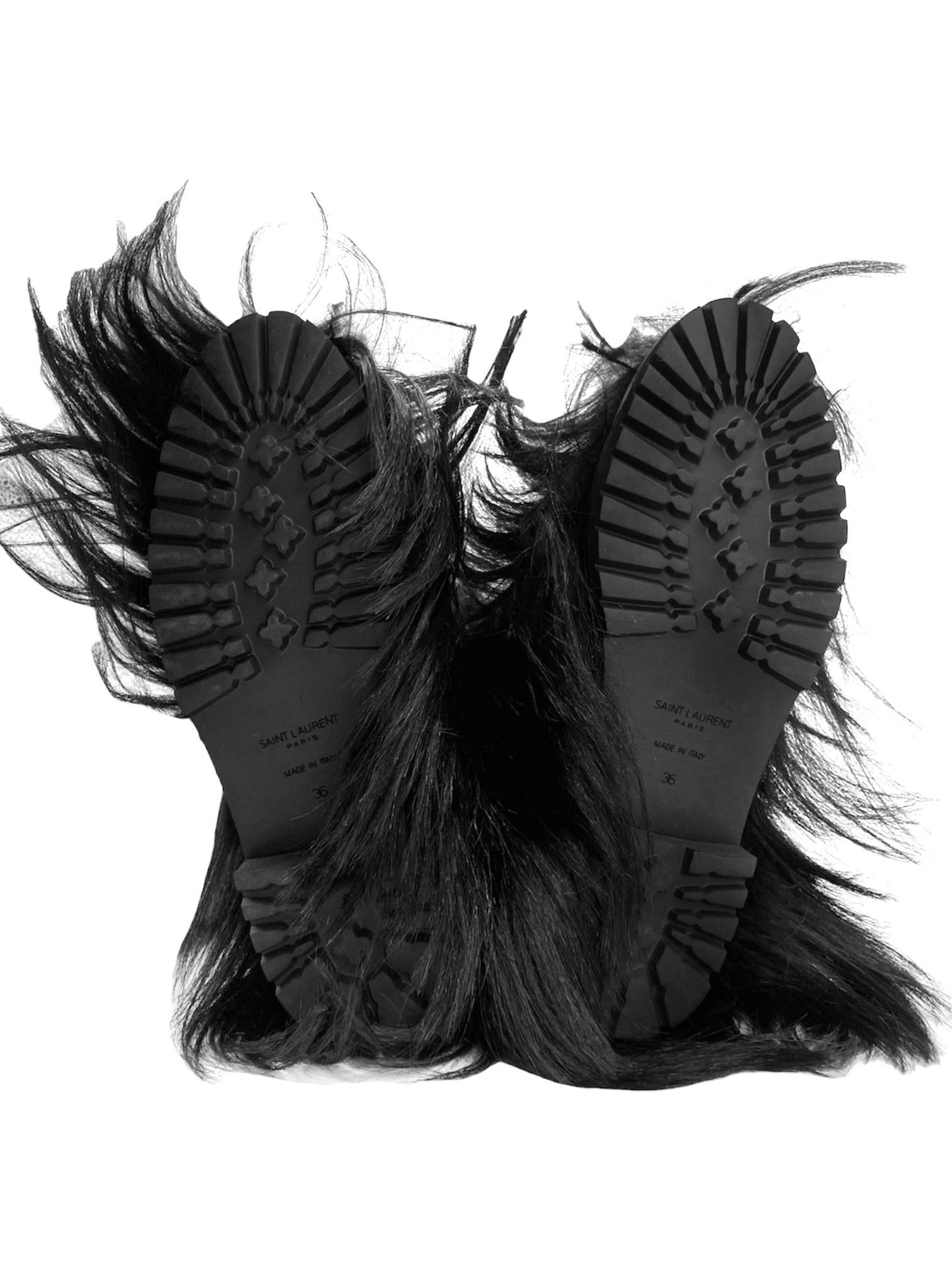 BWNT Saint Laurent Patti Studded Goat Hair Shearling Leather Ankle Boots 36 - 7