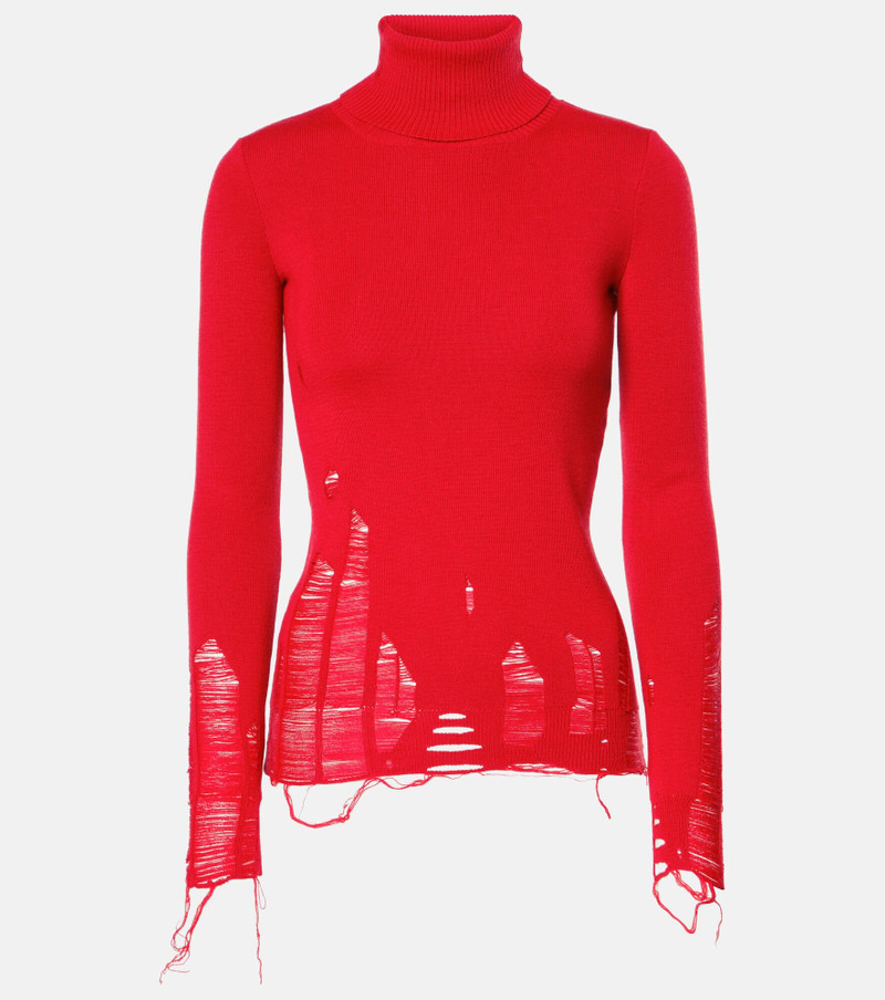 Distressed wool-blend turtleneck sweater - 1