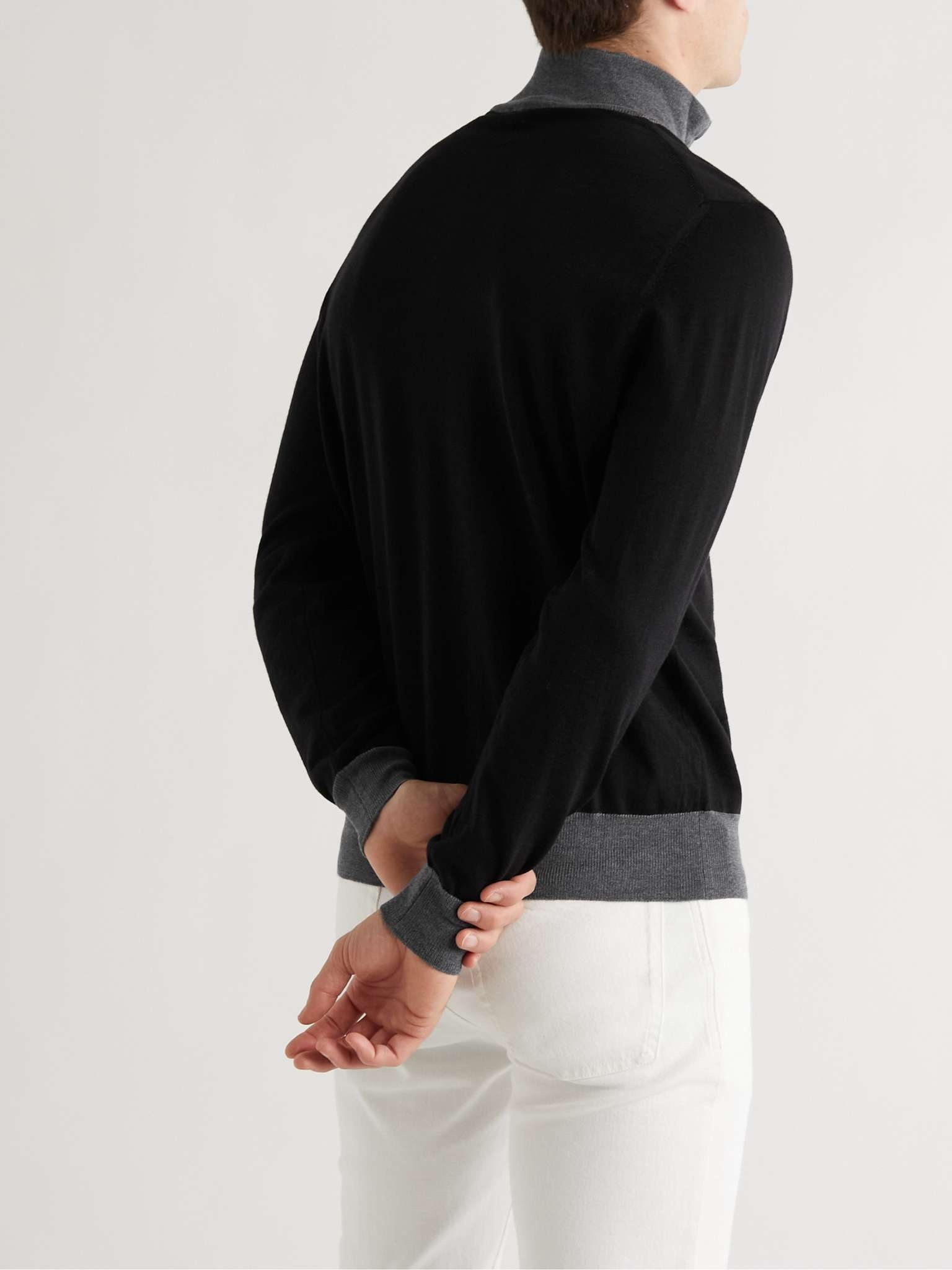 Colour-Block Wool Half-Zip Sweater - 4